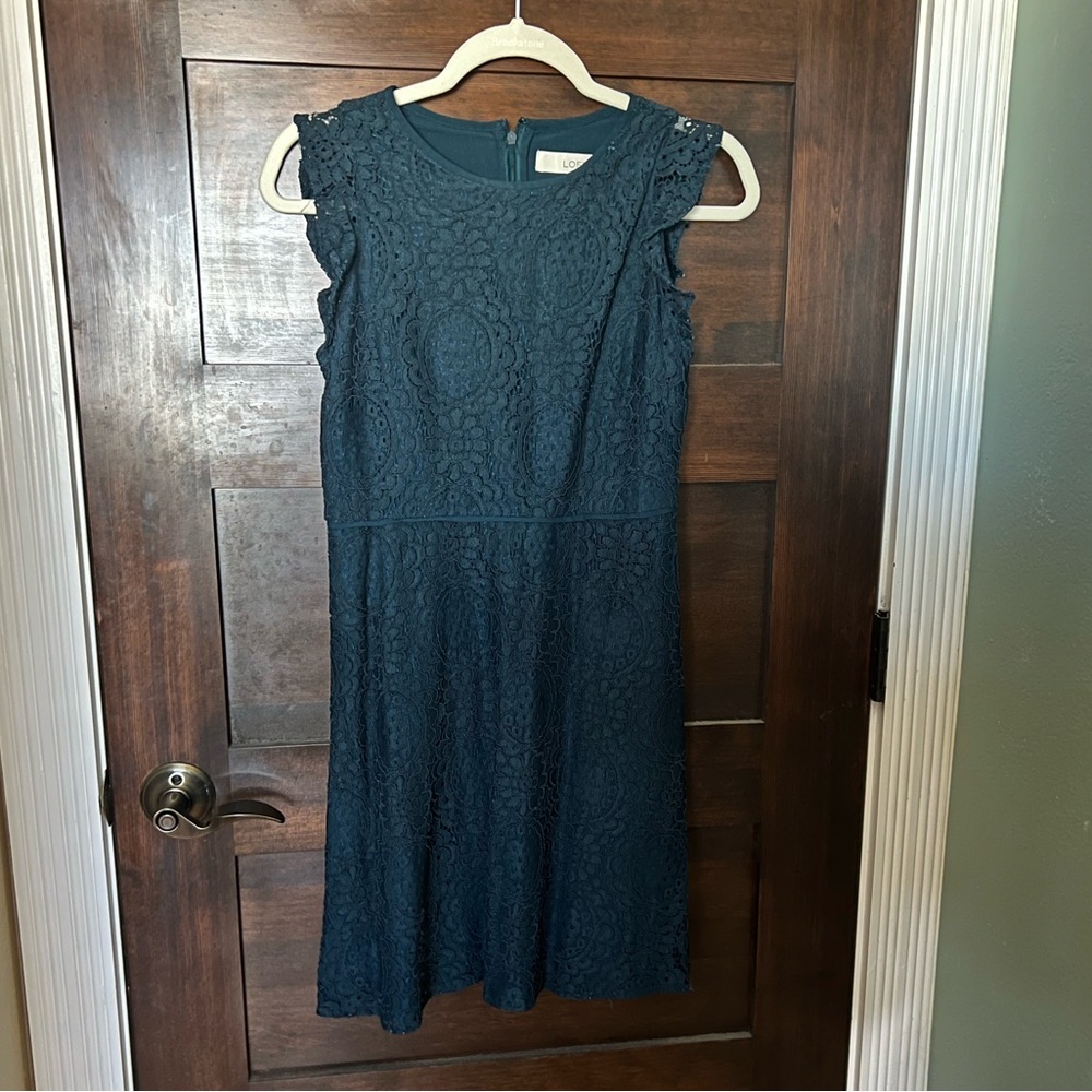Loft Teal Lace Dress